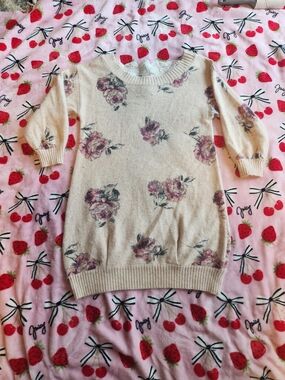 LIZ LISA Cream Floral Crewneck Sweater Dress J Fashion Gyaru Gal